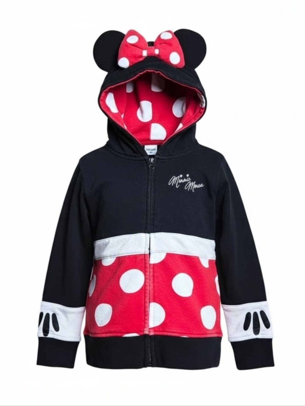 Girls Small Disney Minnie Mouse Hoodie Black Red